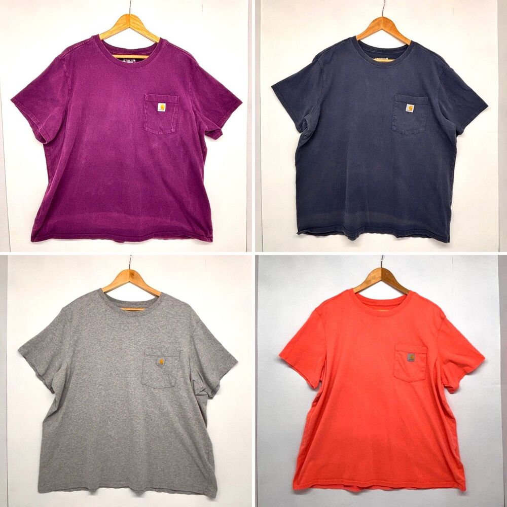 Carhartt Shirt Lot of 4 Loose Fit Cotton Workwear Pocket Work Set Mens Size XXL